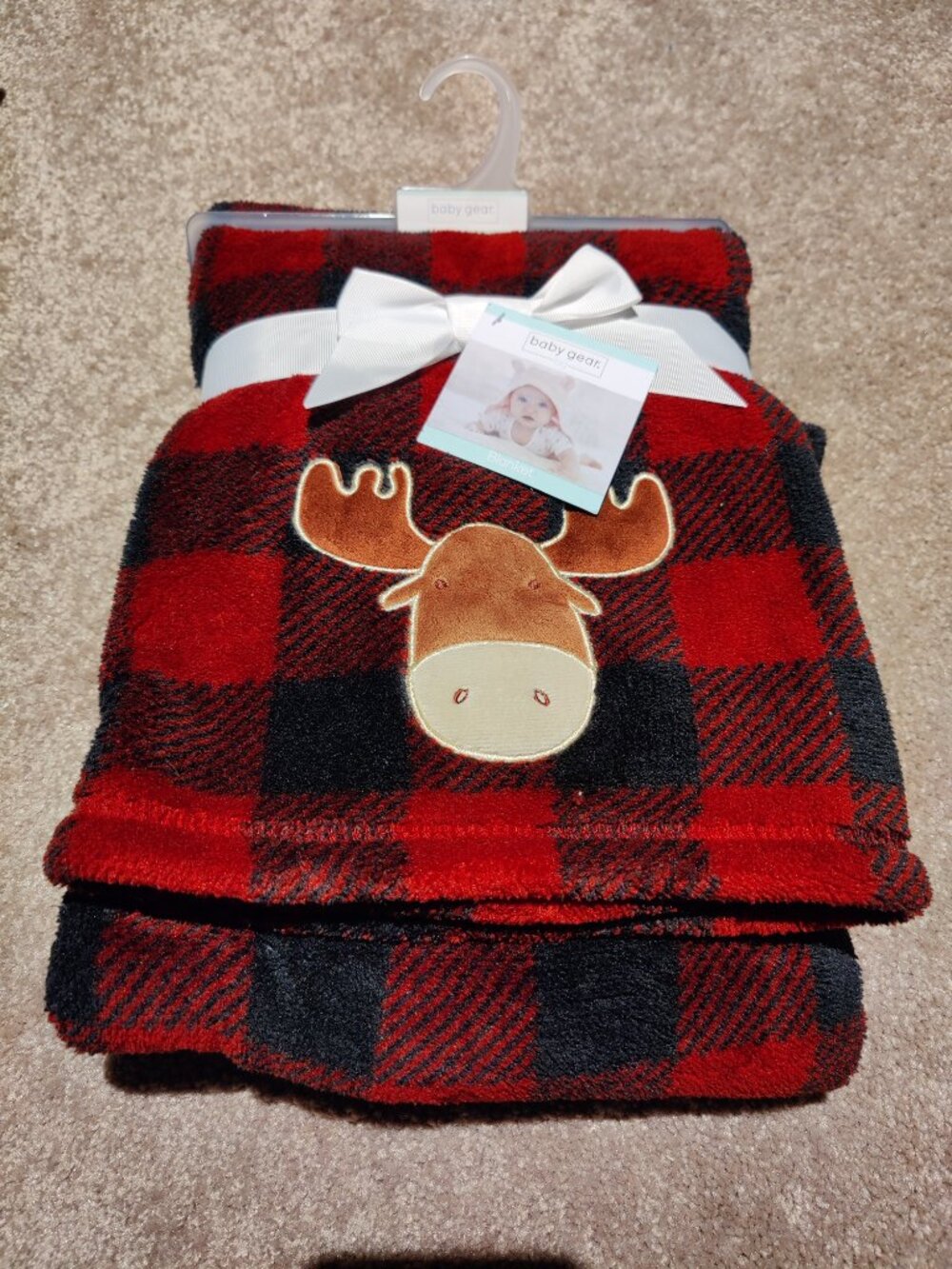 New Baby Gear Flannel Plush Baby BLANKET Red Black Buffalo Plaid Boys/Girls NWT
